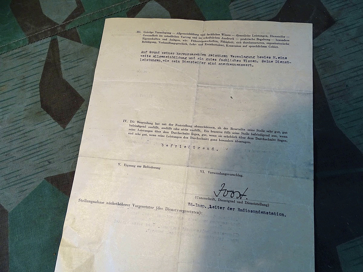 Wehrmachts Beurteilungsschreiben fr einen Luftwaffen Unteroffizier, Reichswetterdienst, Ballistiker, Mrz 1945!! | 26365 Wehrmachts Beurteilungsschreiben fr einen Luftwaffen Unteroffizier, Reichswetterdienst, Ballistiker, Mrz 1945!! | 26365
