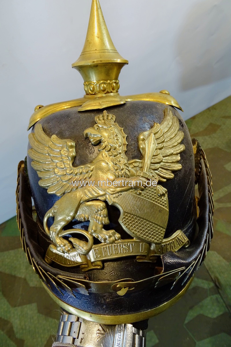 20432-2 Baden Pickelhaube für einen Unteroffizier im Dragoner-Regimenter 20 bzw. 21 oder 22