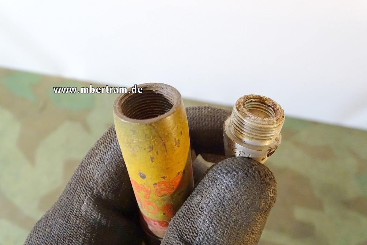 2cm Spreng Flak Granate mit Hülse, Pulversack und Aluzünder, TOP Erhaltung