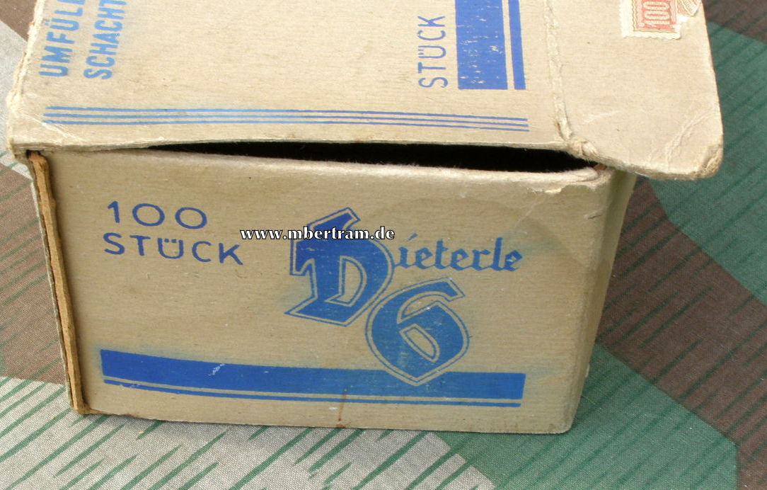 Zigarren Karton, 100 Stück Dieterle Zigarren, um 1943