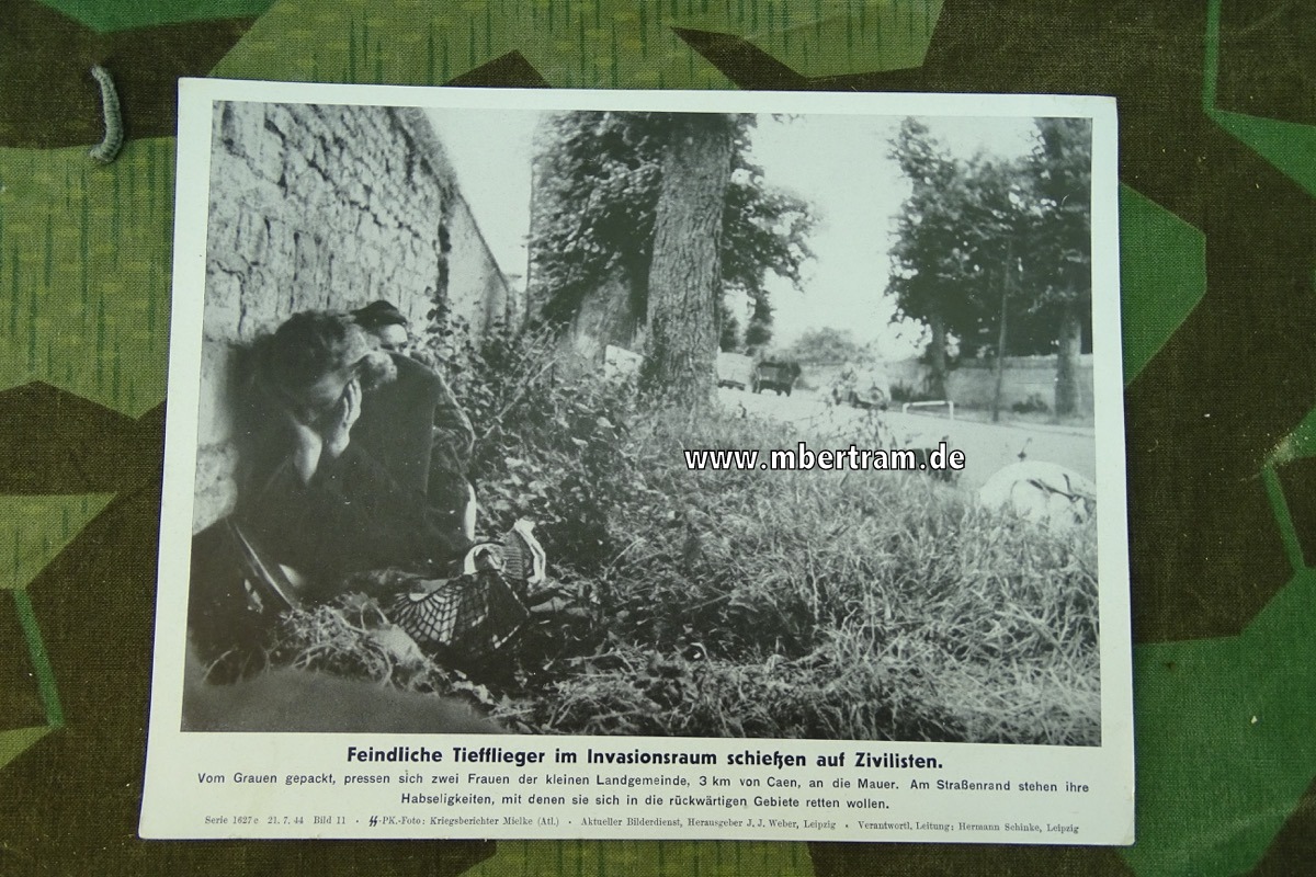 Pressefoto: Feindliche Tieffleiger im Invasionsraum schießen auf Zivilisten. 21.07.44