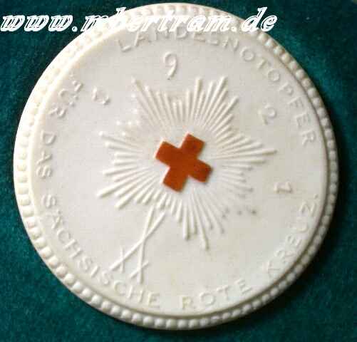 2359-4 4 Porzellan Medaillen, schs. Rotes Kreuz" 1921, Meissen