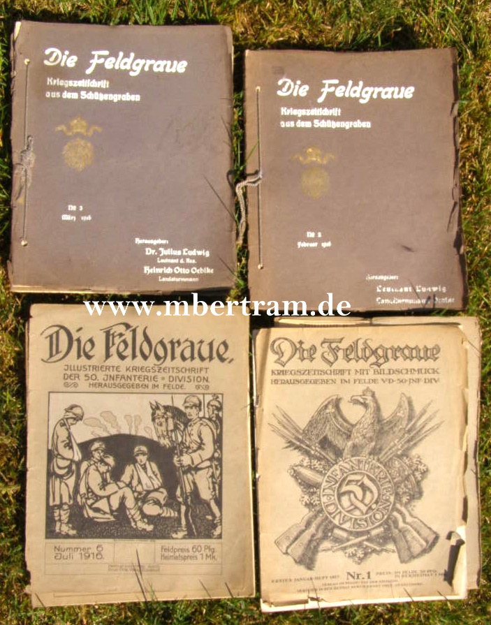 5 x Die Feldgraue- Kriegszeitschrift aus dem Schützengraben