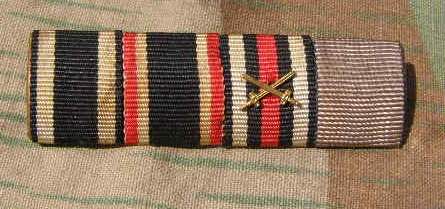 4er Bandspange: EK 2. 14, Ehrenkr.f.Frontk., KvK 39, DA 4J.