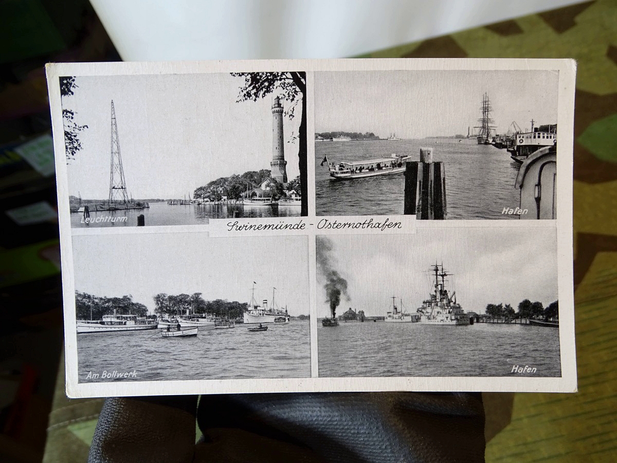 Fotopostkarte Kriegsmarine " Swinemünde Osternothafen, 4 Ansichten " , ungelaufen