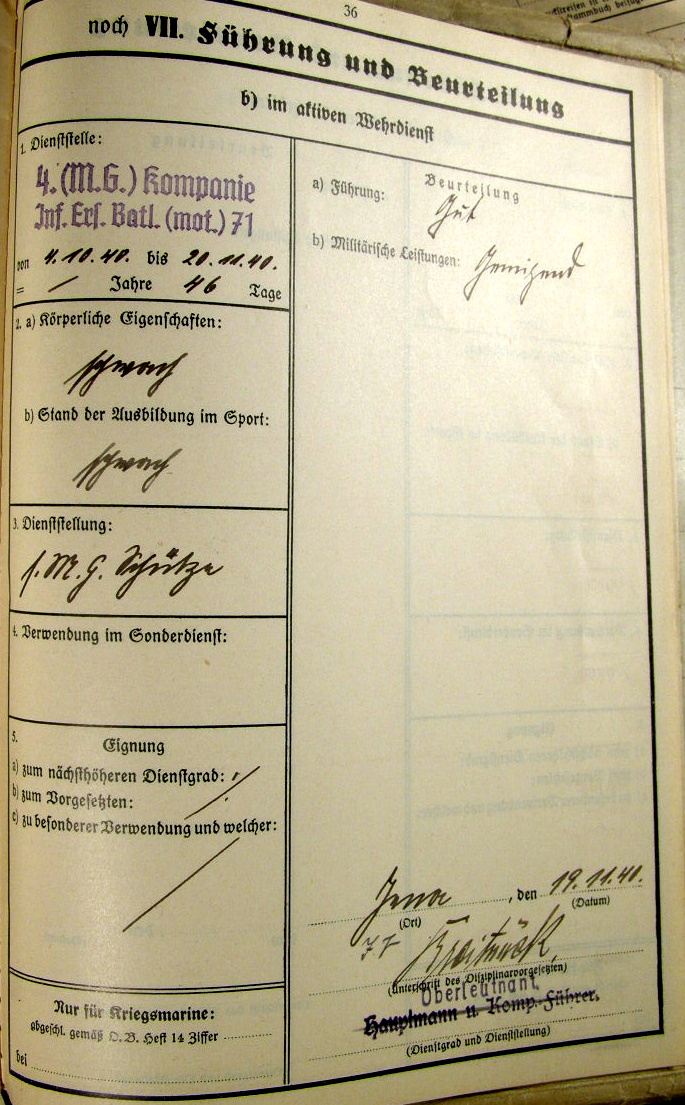 624-35 Wehrstammbuch Nahkpf Ausbildung, Pz.Vern.abz.,EK2, NkSp.