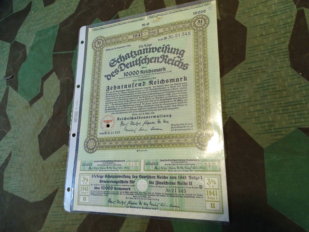 Schatzanweisung des Deutschen Reiches über 10.000 Reichsmark von 1941