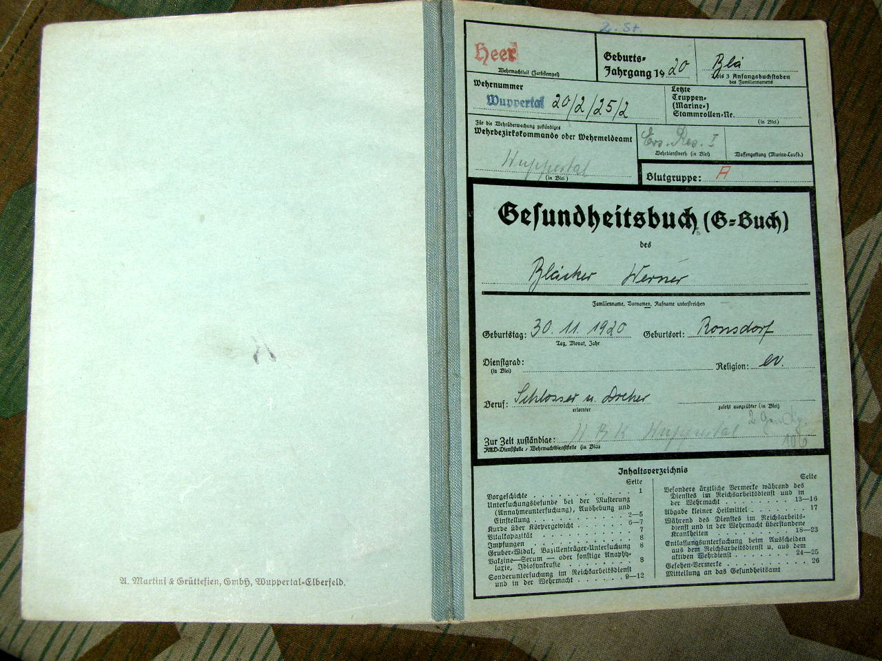 624-27 Wehrstammbuch Nahkpf Ausbildung, Pz.Vern.abz.,EK2, NkSp.