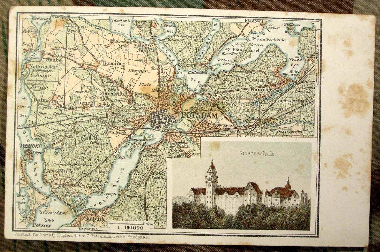 Postkarte der Kriegsschule Potsdam um 1905, ungelaufen