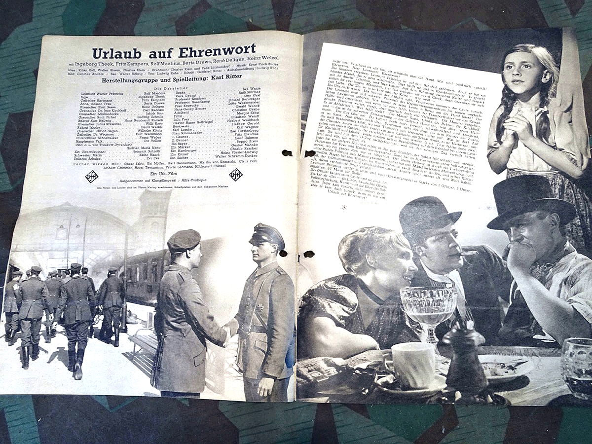Film-Kurier, Kino Programmheft, Urlaub auf Ehrenwort, 1937
