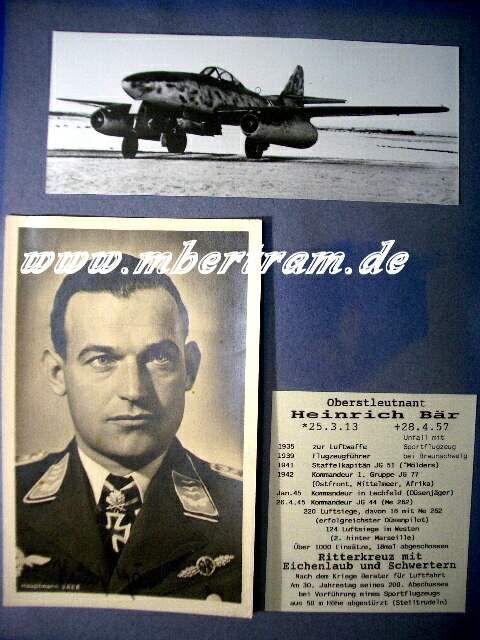 Originalsignatur Heinrich BÄR, RK m. Eichenl.u.Schwertern
