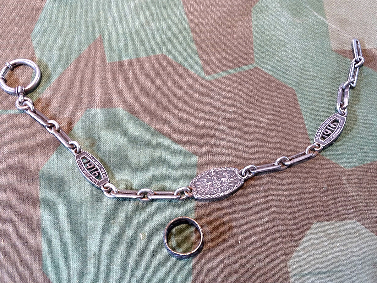 Patriotischer Schmuck erster Weltkrieg. Armkette " Gold zur Wehr, Eisen zur Ehr 1916 " 