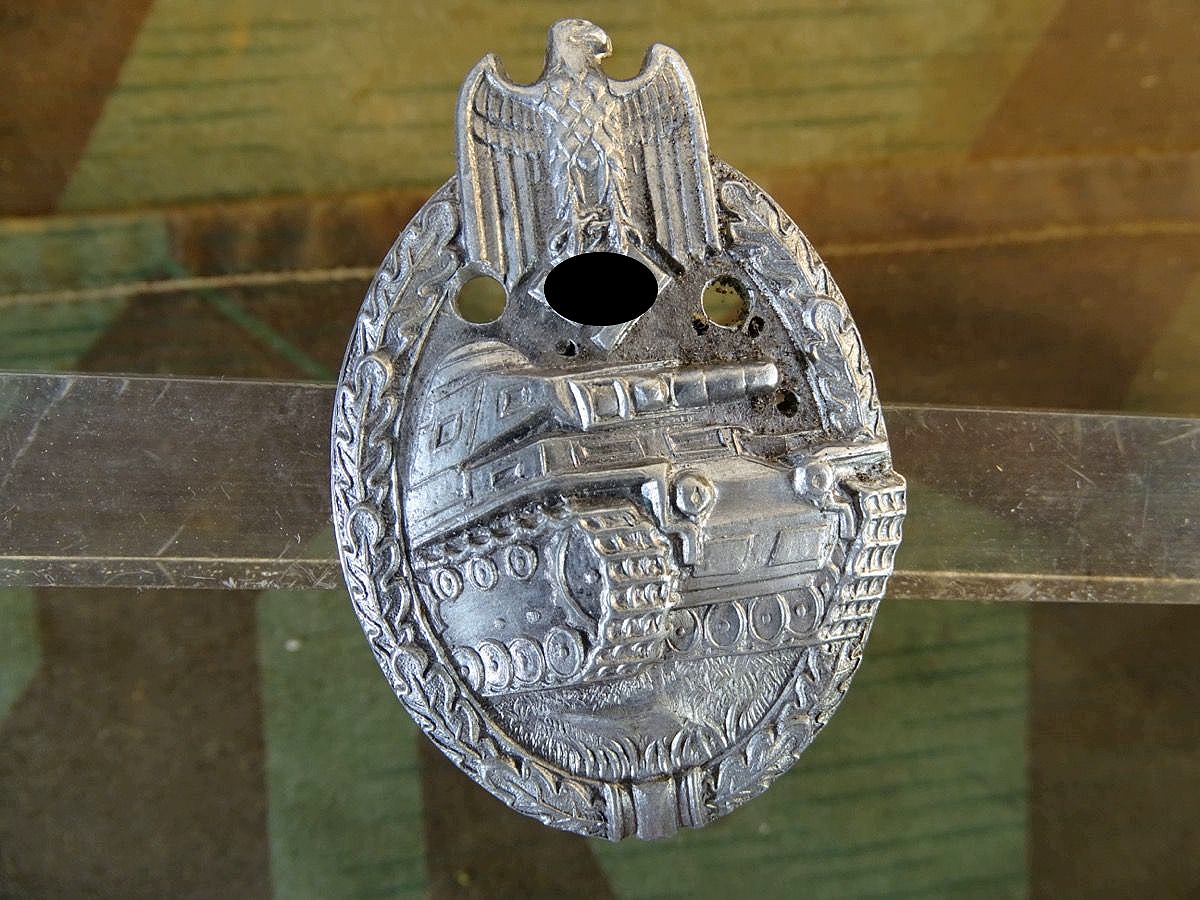 Halbfertigteil / Rohling Panzerkampfabzeichen, Feinzink, sehr sauber geprägt, Lüdenscheid