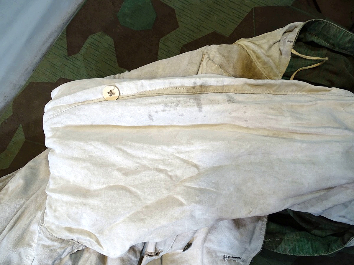 20950-22 Wehrmacht wendbare Wintertarnjacke, Splittertarn auf weiß, getragenes, ungereinigtes Stück