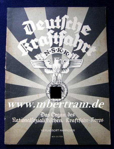 Zeitschrift Deutsche Kraftfahrt, NSKK Zentralorgan, Jan. 1936