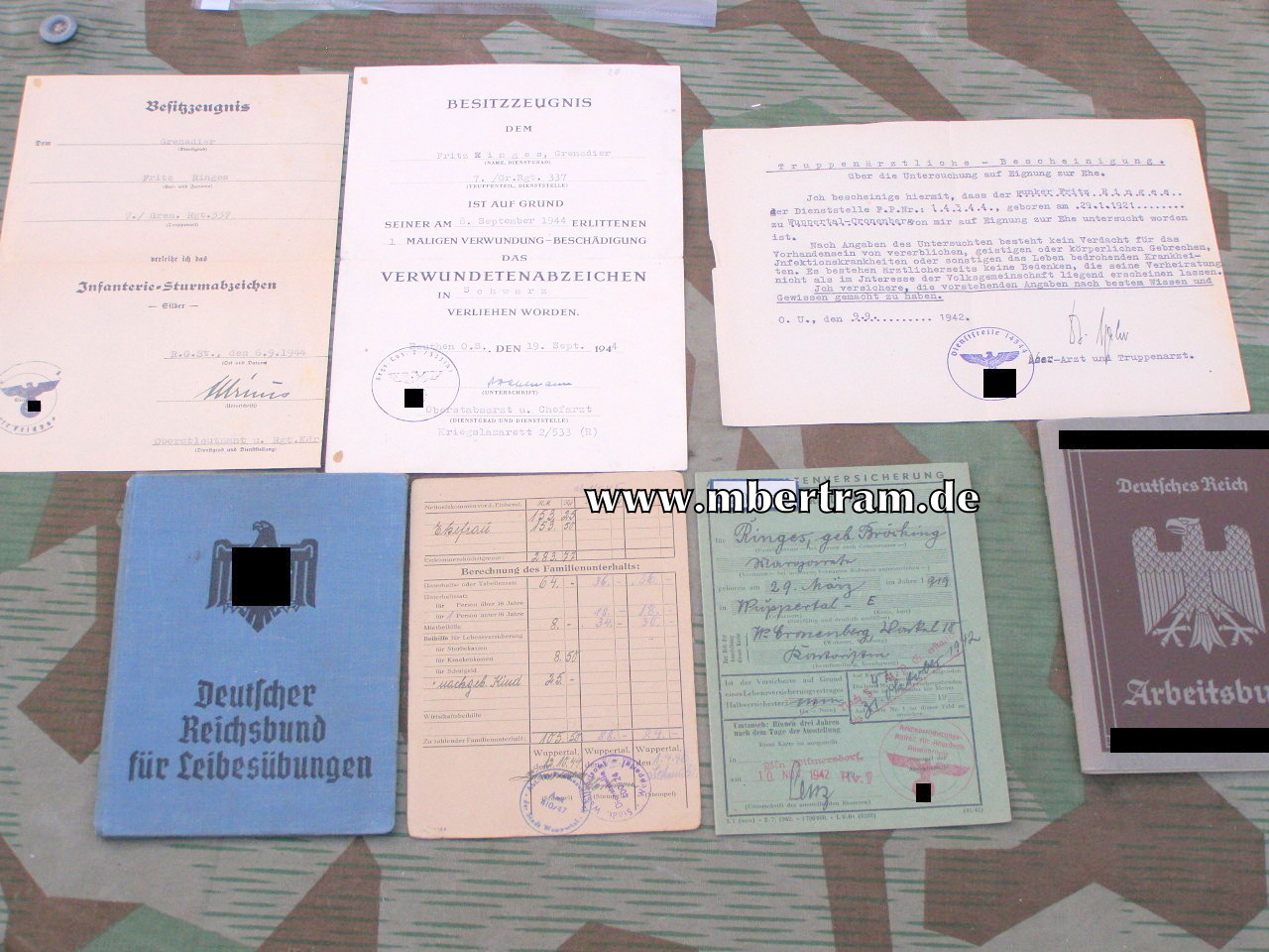 Urkunden, Dokumente, 7.Gren. Rgt. 337, ISA, VWA.