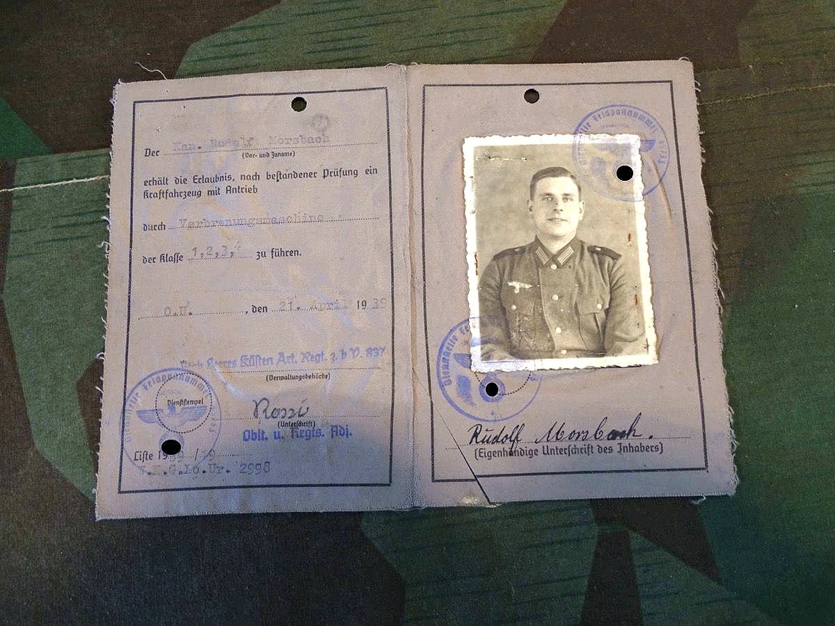 Führerschein Kan.Morsbach Gen. Kfz, Vollkette, RSO, Zugkraftwagen.  Führerschein Kan.Morsbach Gen. Kfz, Vollkette, RSO, Zugkraftwagen.