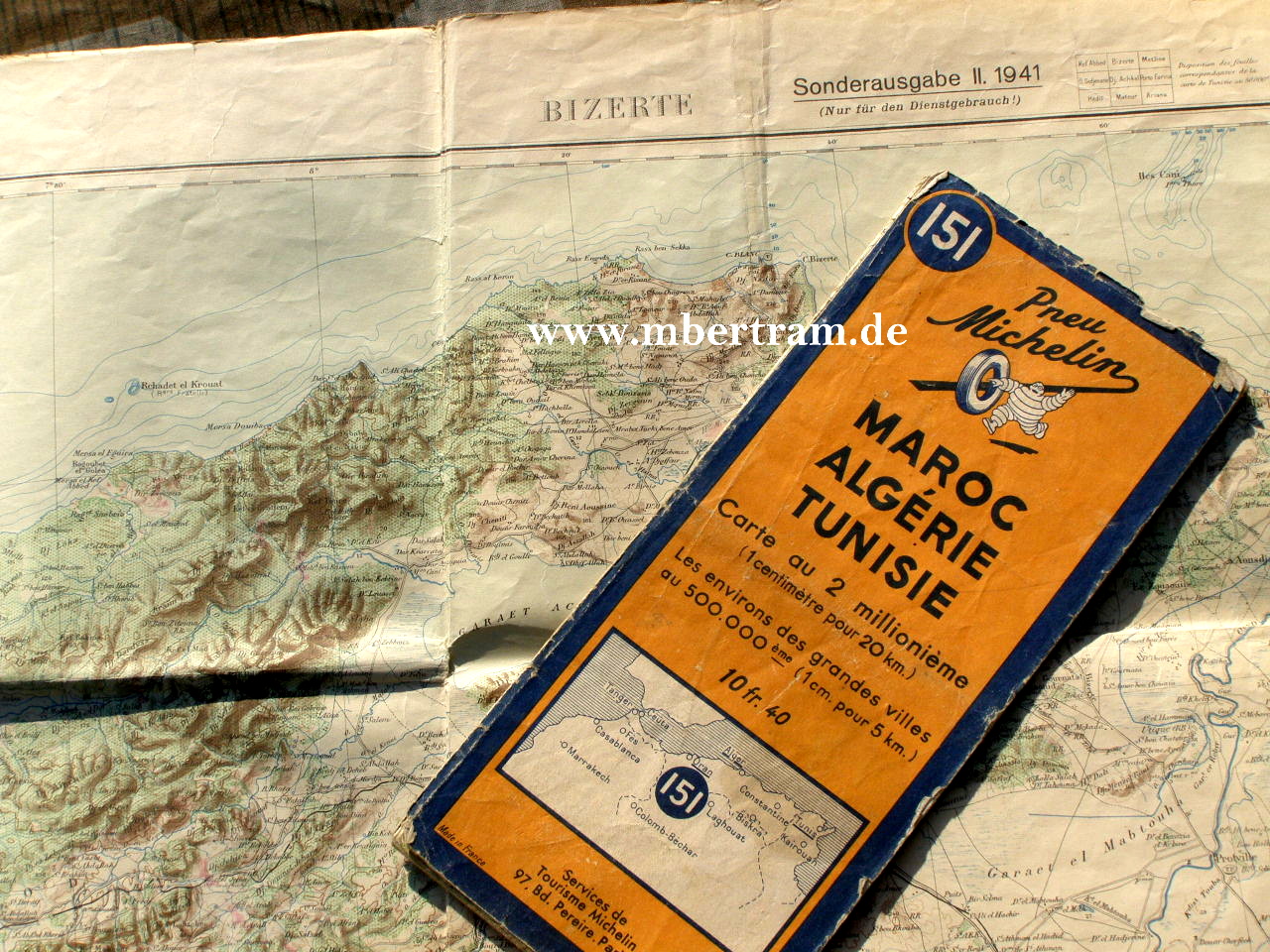9696-1 Afrikakorps Wehrmachts Dienstlandkarte Tunesien 1941 u.  französische Afrika Karte 1941