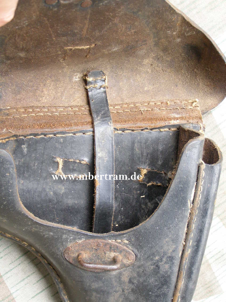 10242-9 Wehrmacht Pistolentasche P38, schwarzes Leder, 1943, WaA