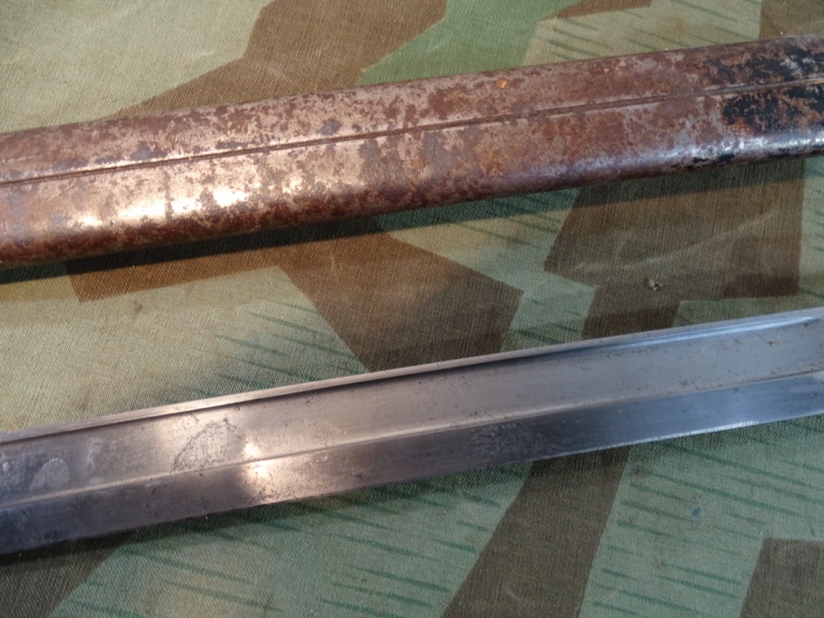 Seitengewehr M 1914, deutsches Kaiserreich mit Blechprägescheide, Bayard Seitengewehr M 1914, deutsches Kaiserreich mit Blechprägescheide, Bayard