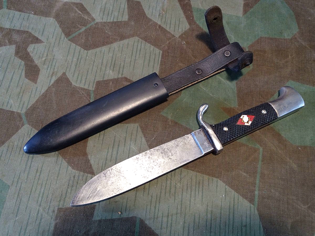 HJ Messer / Fahrtenmesser / HJ Dolch, RZM M7/51 Anton Wingen, Jr., Solingen 1936 mit Devise