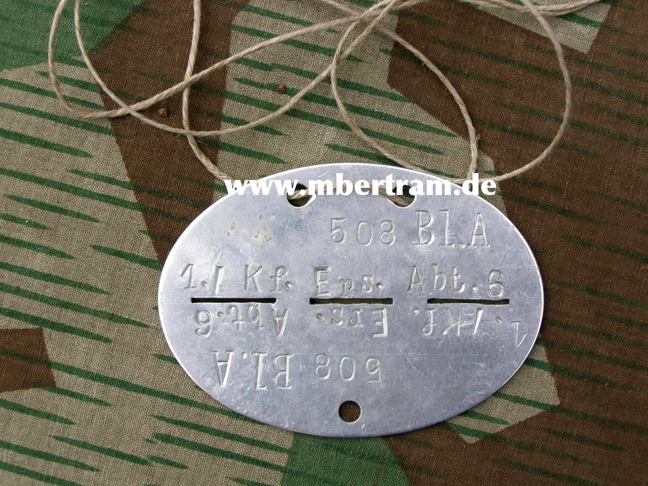 WH Erkennungsmarke:" 1. Kraftfahr Ers. Abt. 6, Pers.Nr. 508