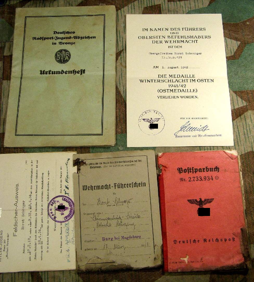 Dokumente: WH Führers. SturmG., HJ Feldscher, Ostmed....