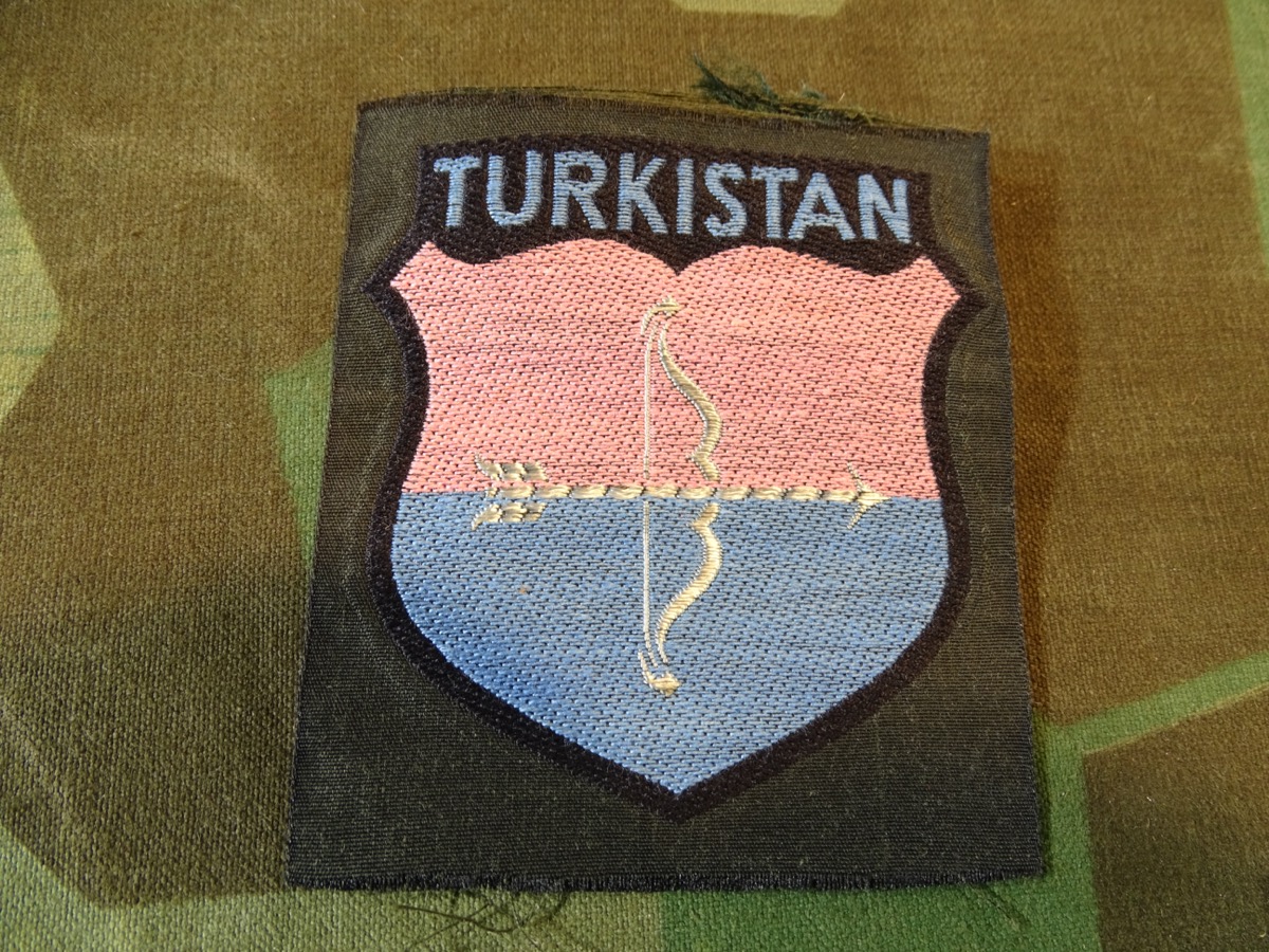 Wehrmacht Heer Ärmelschild für turkmenische Freiwillige "Turkistan", gewebte Ausführung, ungetragen 