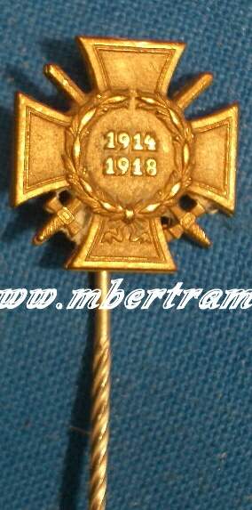 Miniatur 19mm, Ehrenkreuz für Frontkämpfer 1914/1918