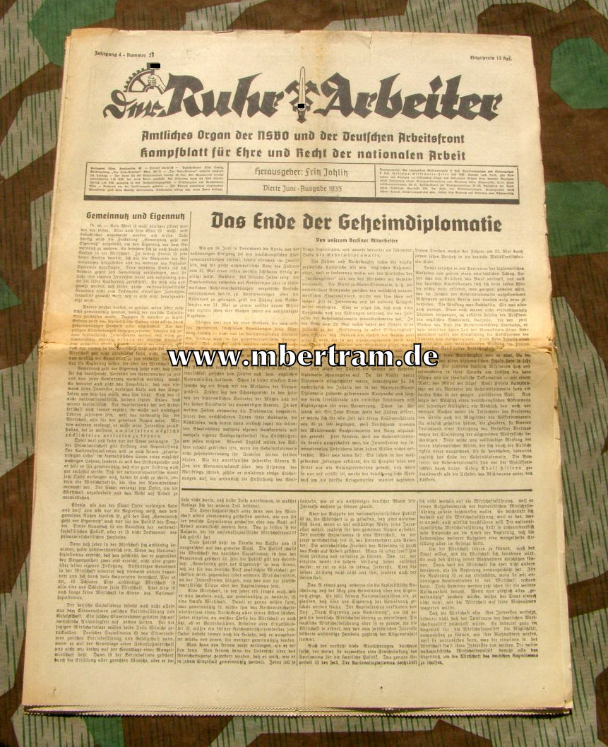 Zeitung: Der Ruhr Arbeiter, 4 Jhrg., Nr.25, 4.06.1935, Essen