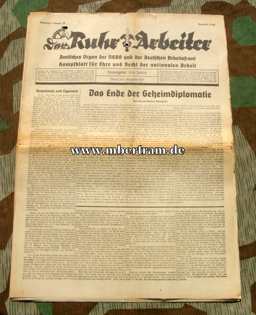 Zeitung: Der Ruhr Arbeiter, 4 Jhrg., Nr.25, 4.06.1935, Essen