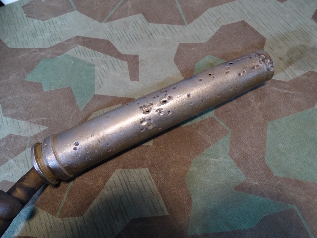 3,7 cm Flak Deko Spreng Patrone, Eisenhülse, Geschoss mit Resten v. Originalfarbe, Leuchtspurhülse