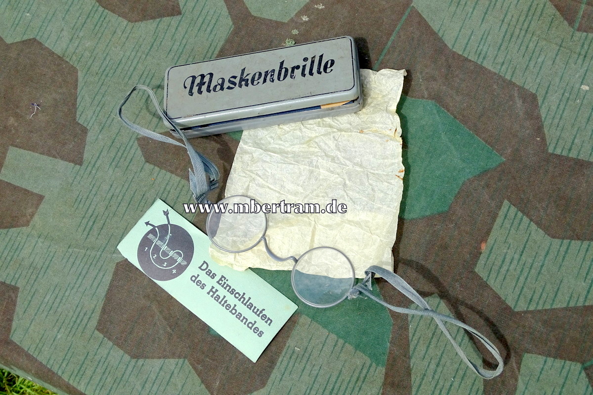 Wehrmacht Maskenbrille in Dose mit Anleitung