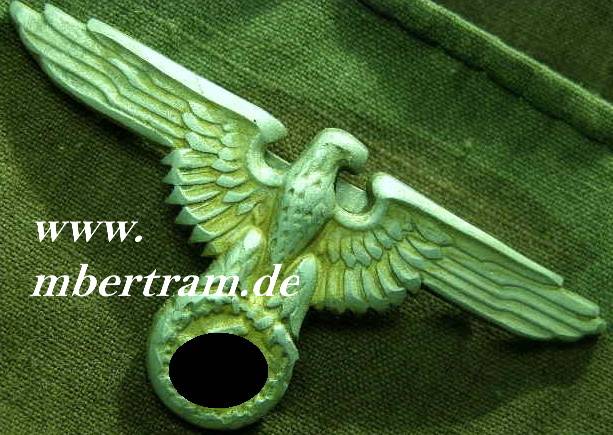 Replik: Waffen SS Schirmmützenadler, Aluminium, gealtert