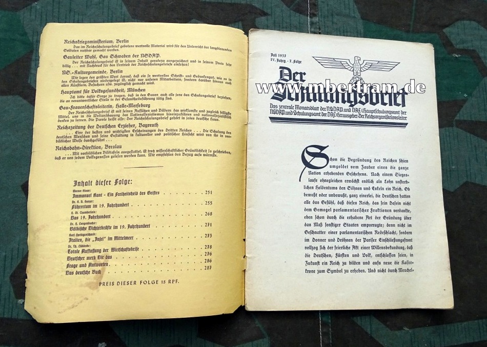 "Der Schulungsbrief der NSDAP" 7. Folge 1937, Berlin