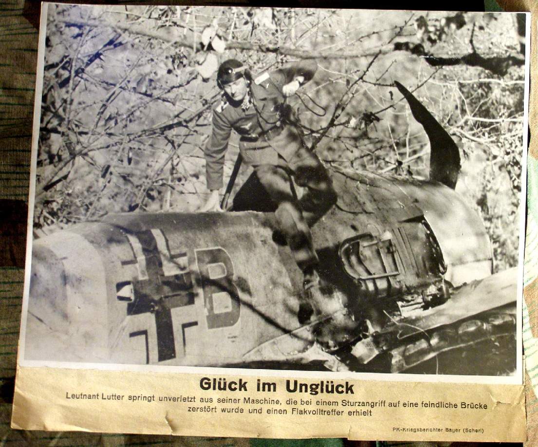 Luftwaffe Ritterkreuzträger Lt. Lutter, abgestürzte Maschiene