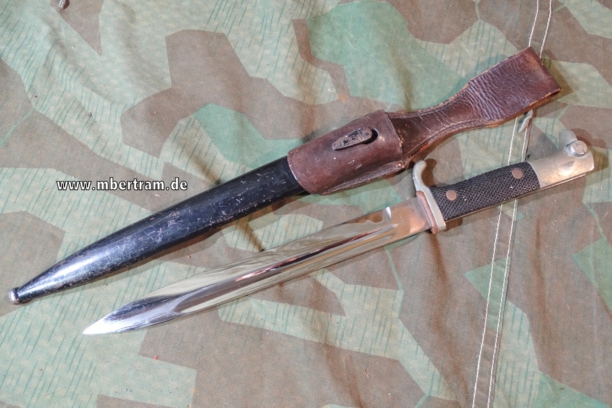 Extra Seitengewehr 98 für K 98 2. Weltkrieg " Ernst Pack & Söhne" , Koppelschuh