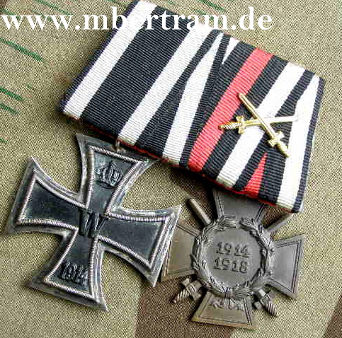 2er Ordensspange: EK2 1914, Ehrenkr. F. Frontk.