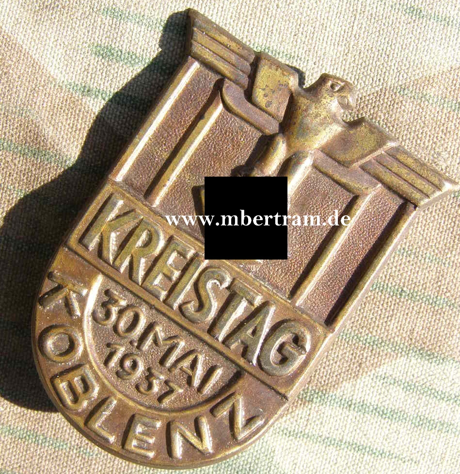 III. Reich - Kreistag Koblenz 30. Mai 1937 , Blechabzeichen