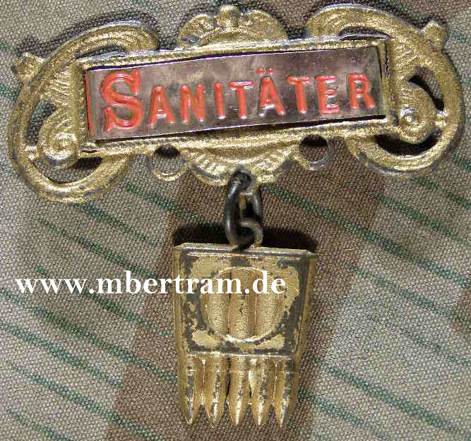 Patriotischer Musterungsanstecker "SANITÄTER" um 1940