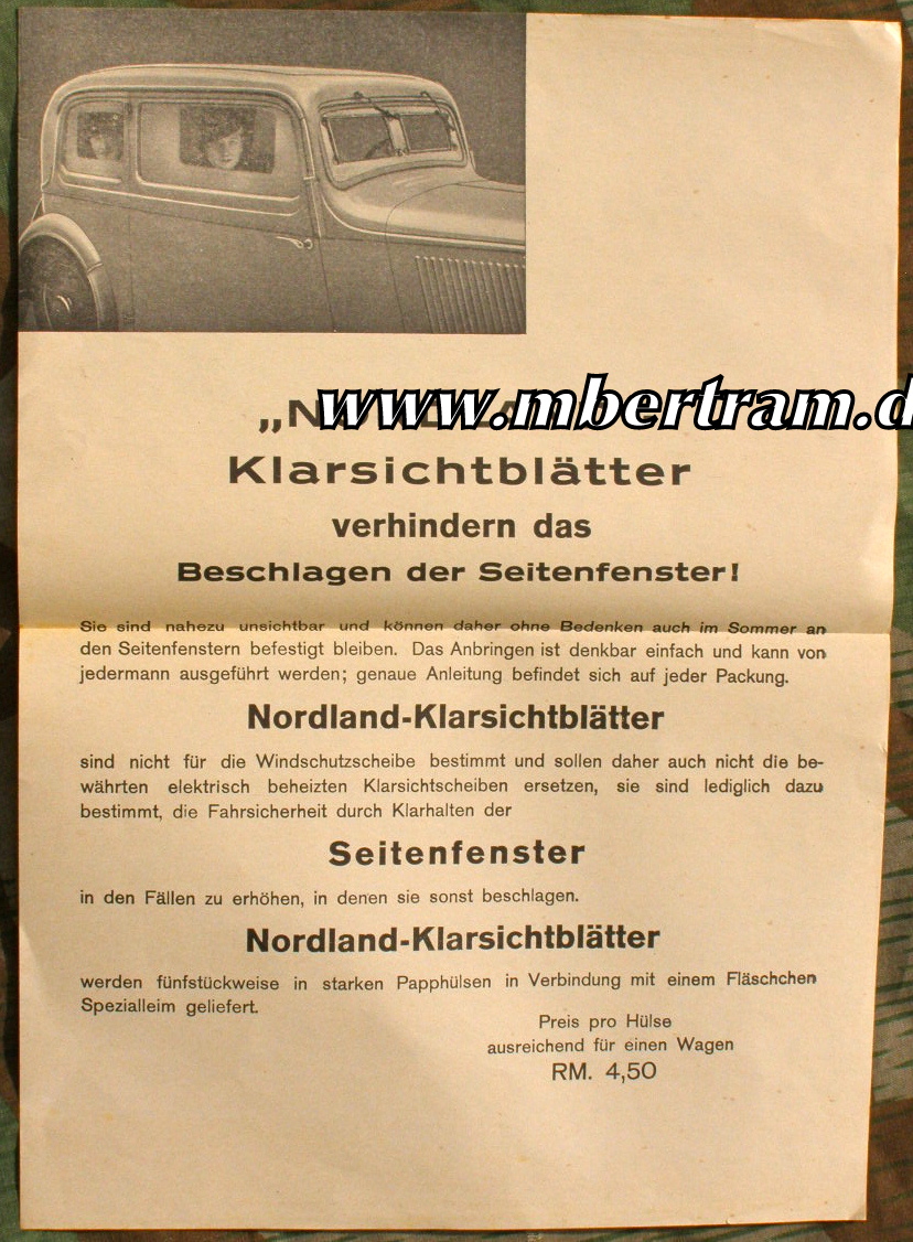 Bunter Werbeprospekt "Nordland Schneeketten" 1936