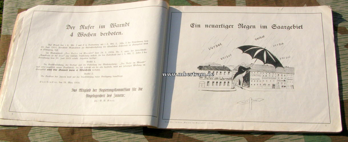 Saarkampf-Karikaturen aus "Der Rufer im Warndt",1935