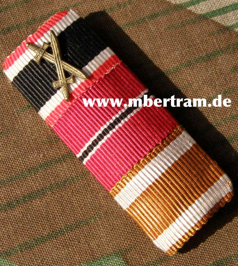 3er Bandspange: KVK 1939 m.Schwertern, Ostmedaille, Schutzwall Ehrenzeichen