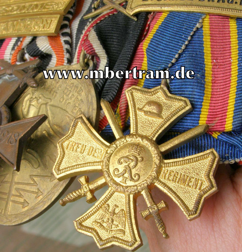 11733-9 4er Ordensspange, 1. WK Teilnehmer, 2. Garde Dragoner Rgt.