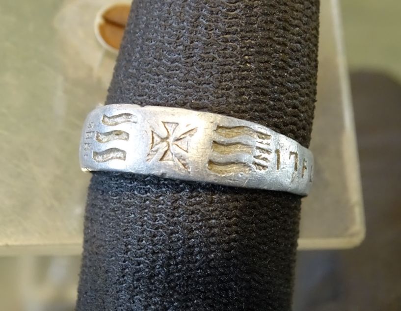 1. Weltkriegs Fingerring, Frontfertigung mit EK, Alu, Flandernfeldzug 1914/17
