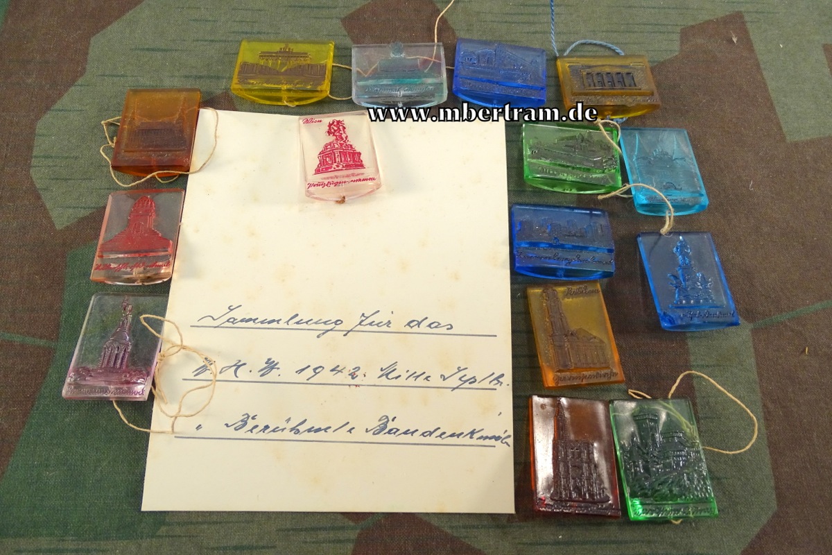 WHW- September 1942, 15 verschiedene "DEUTSCHE BAUDENKMÄLER", Glas