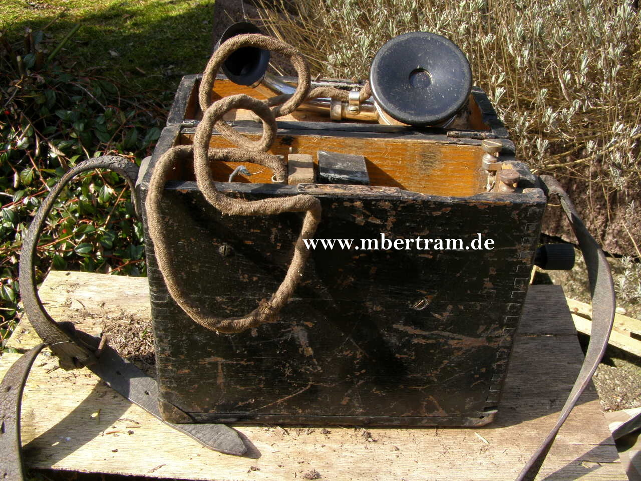 Feldtelefon, Kaiserreich 1. Weltkrieg 1914 Holzkasten