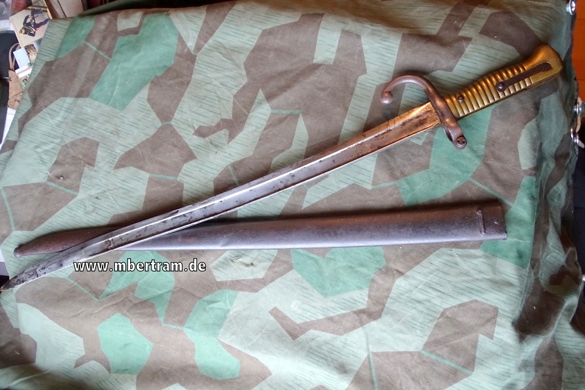Französisches Chassepot-Bajonett Mle 1866 mit Scheide, St. Etienne 1868
