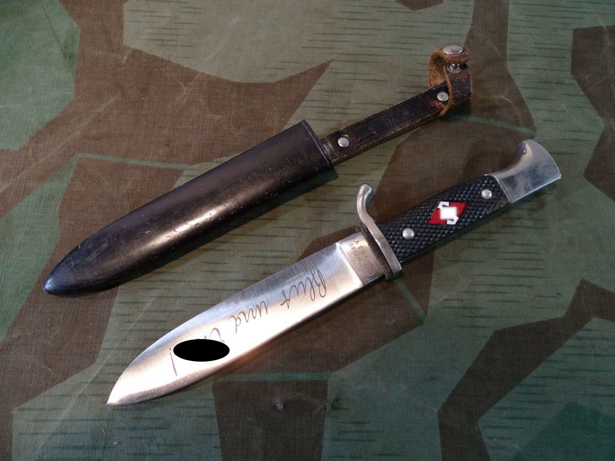 Replik: HJ Fahrtenmesser mit Devise und Herstellermarke, RZM M 7/49, 1939 