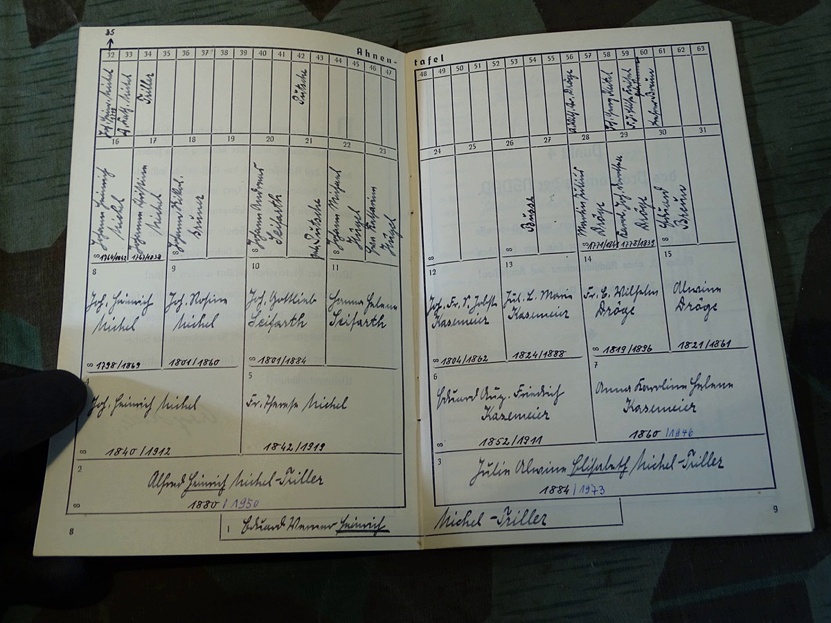 Offizieller Ahnenpass, Michel T.  aus Apolda, Zentralverlag der NSDAP, sehr guter Zustand. 